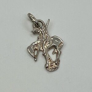 Vtg 925 Sterling Silver Western Horse Rodeo Charm / Pendant